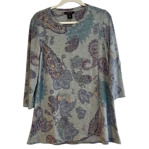 Multiples Paisley Wrap Tunic 3/4 Sleeve Blouse Small - Picture 1 of 9
